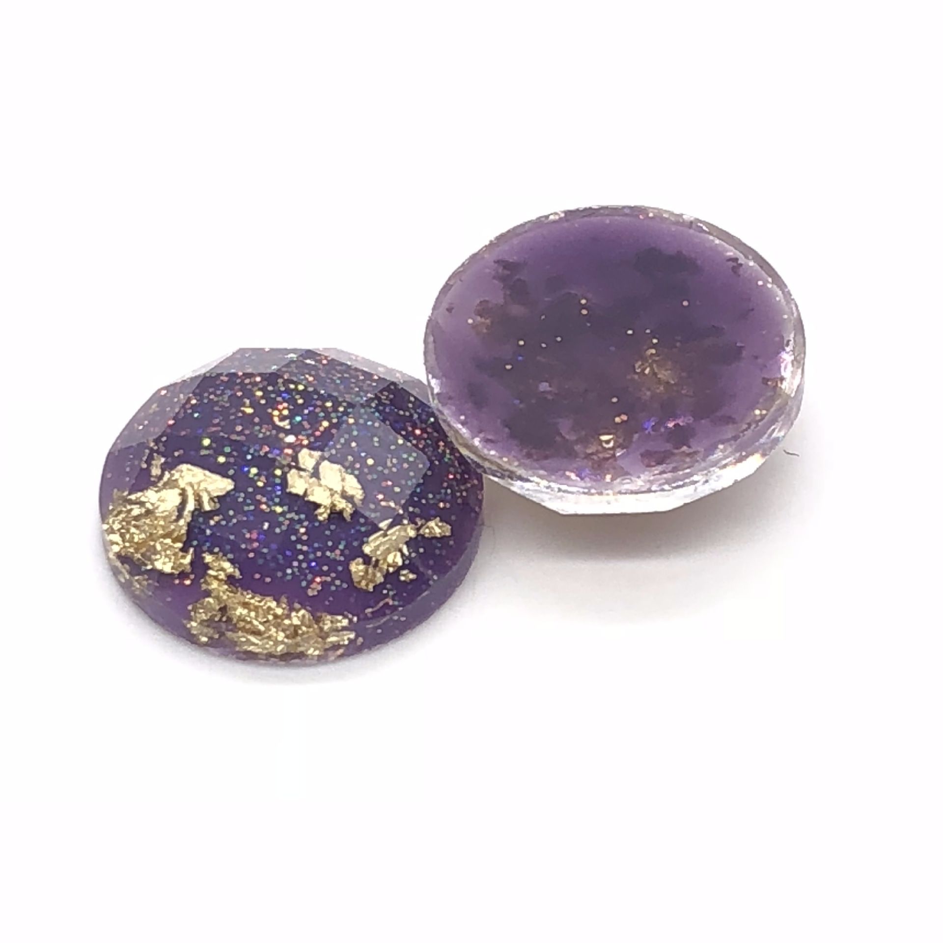 Factory direct sales of resin patch round 12mm amber gold foil ring face handmade material diy earrings and clothing accessories Specification image