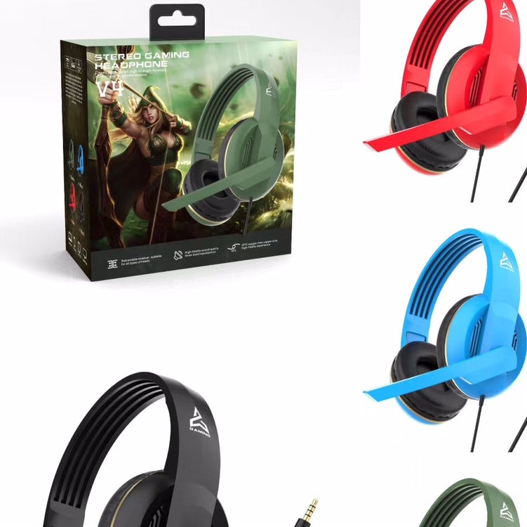 The hit game headset V4 mobile phone laptop headset wearing a microphone bass line headset