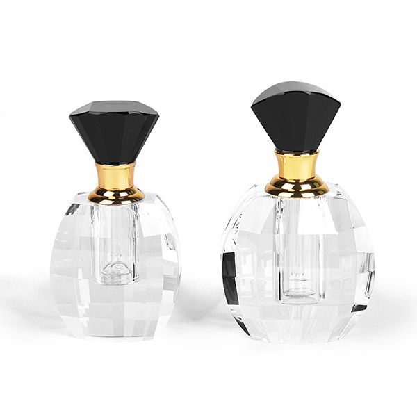 Crystal perfume bottle with black top thumbnail