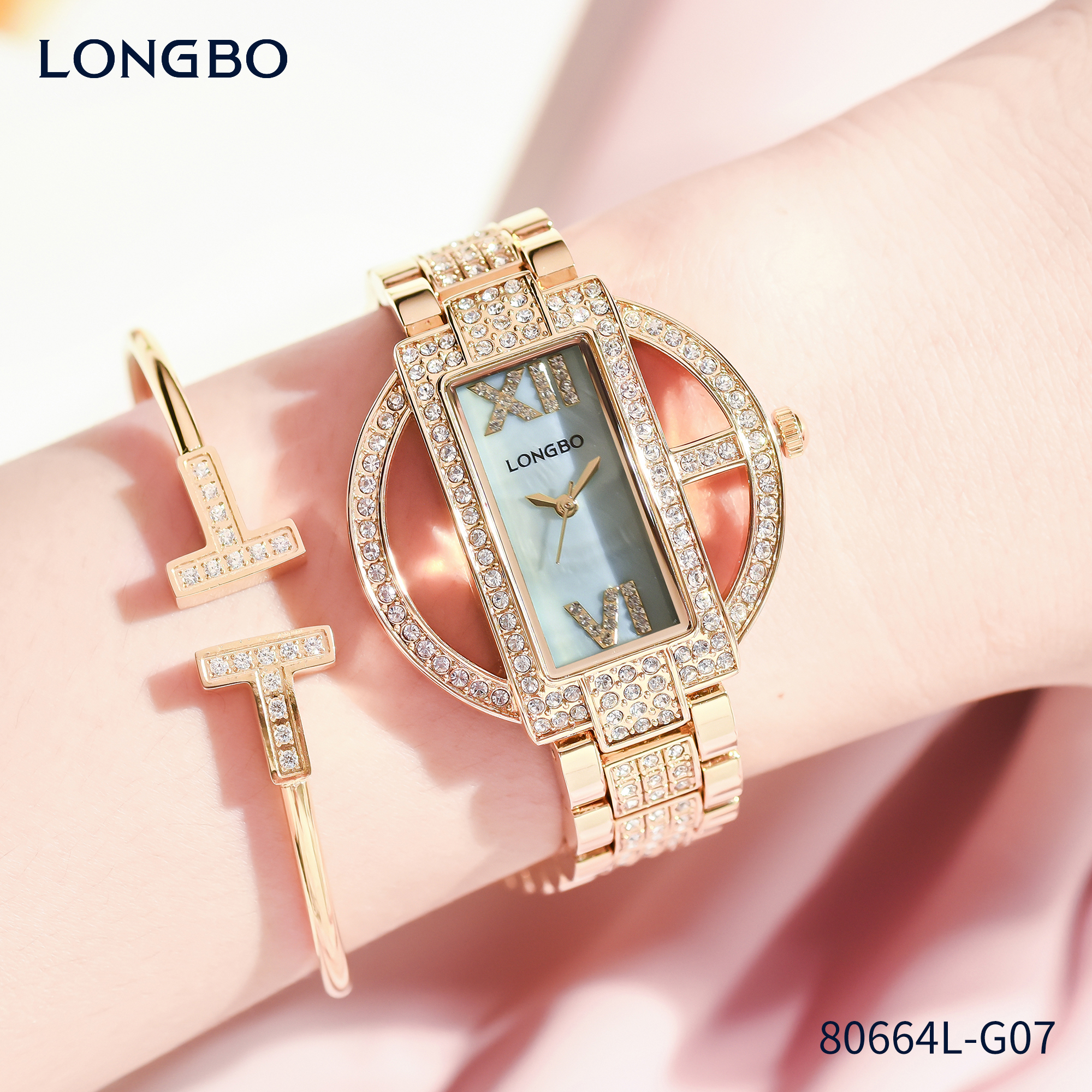 龙波 满钻 手链 时尚女表 80664详情图3