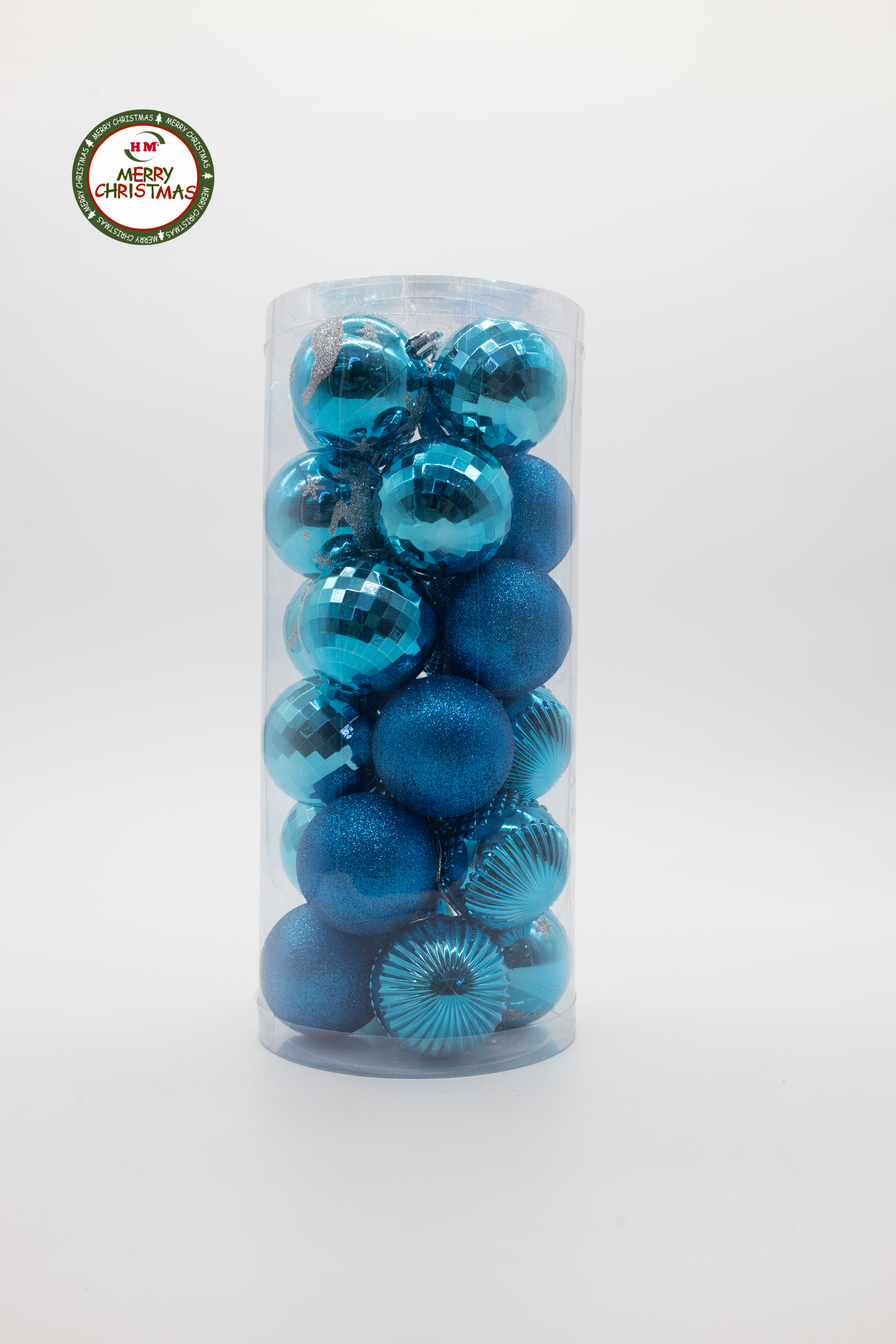 圣诞节装饰品圣诞球彩球蓝色厂家直销电镀光球哑光球粉球套装礼盒详情图2