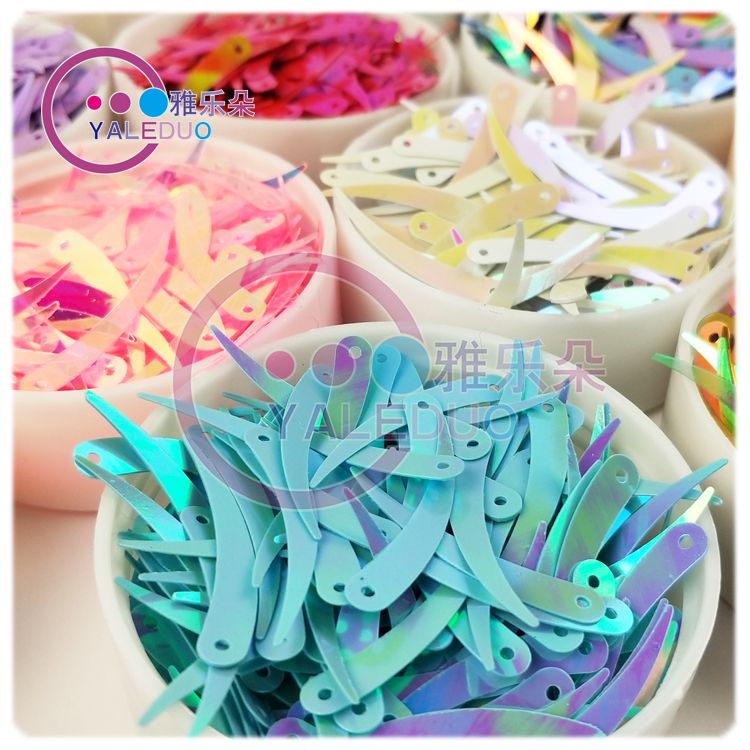 5x32mm golden ivory sequin and beaded diy jewelry material, beaded in cream color, wedding stage decoration effect details Picture