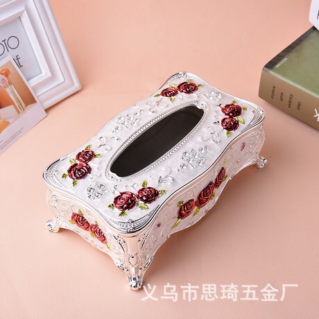 厂家直销锌合金欧式纸巾盒，装饰工艺礼品创意纸巾盒产品图