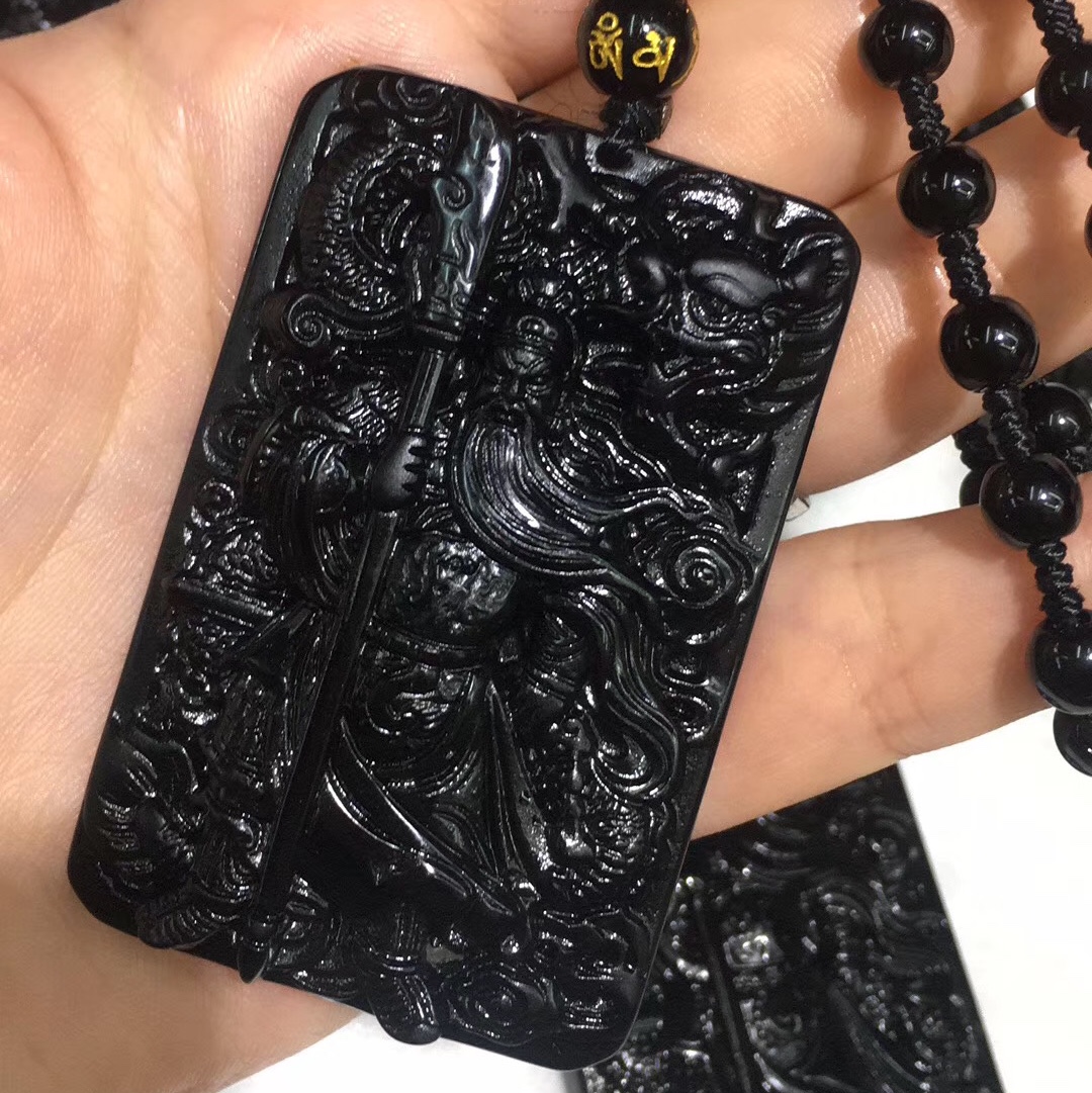 【品名】天然黑曜石降龙关公大刀关羽吊坠
【规格】60*40*12mm详情图7