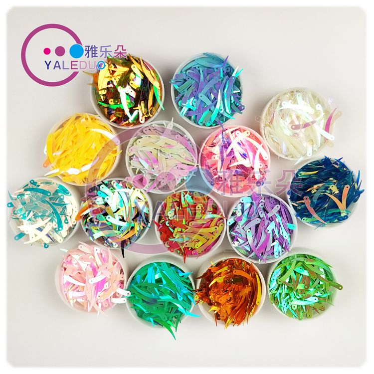 5x32mm golden ivory sequin and beaded diy jewelry material, beaded in cream color, wedding stage decoration effect Item Picture