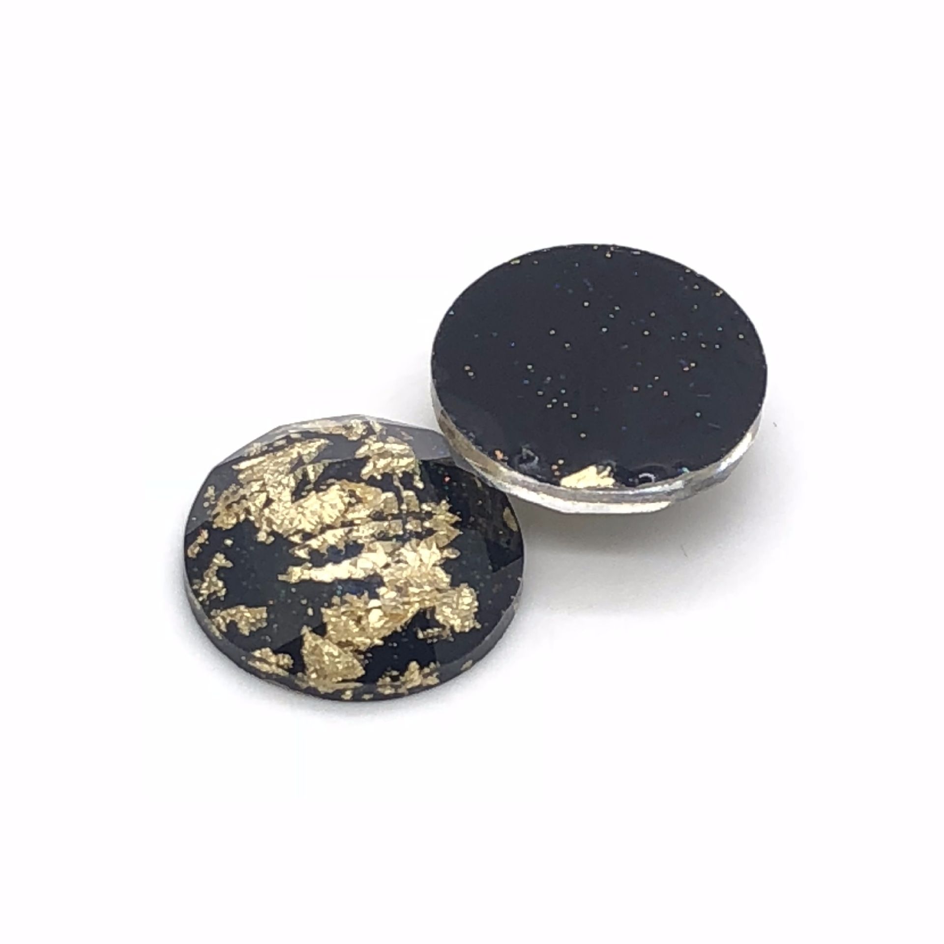 Factory direct sales of resin patch round 12mm amber gold foil ring face handmade material diy earrings and clothing accessories