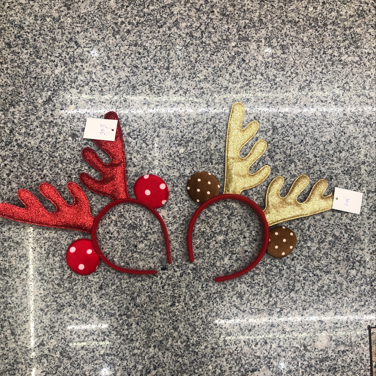 Christmas antlers with ears bright red and gold full figure