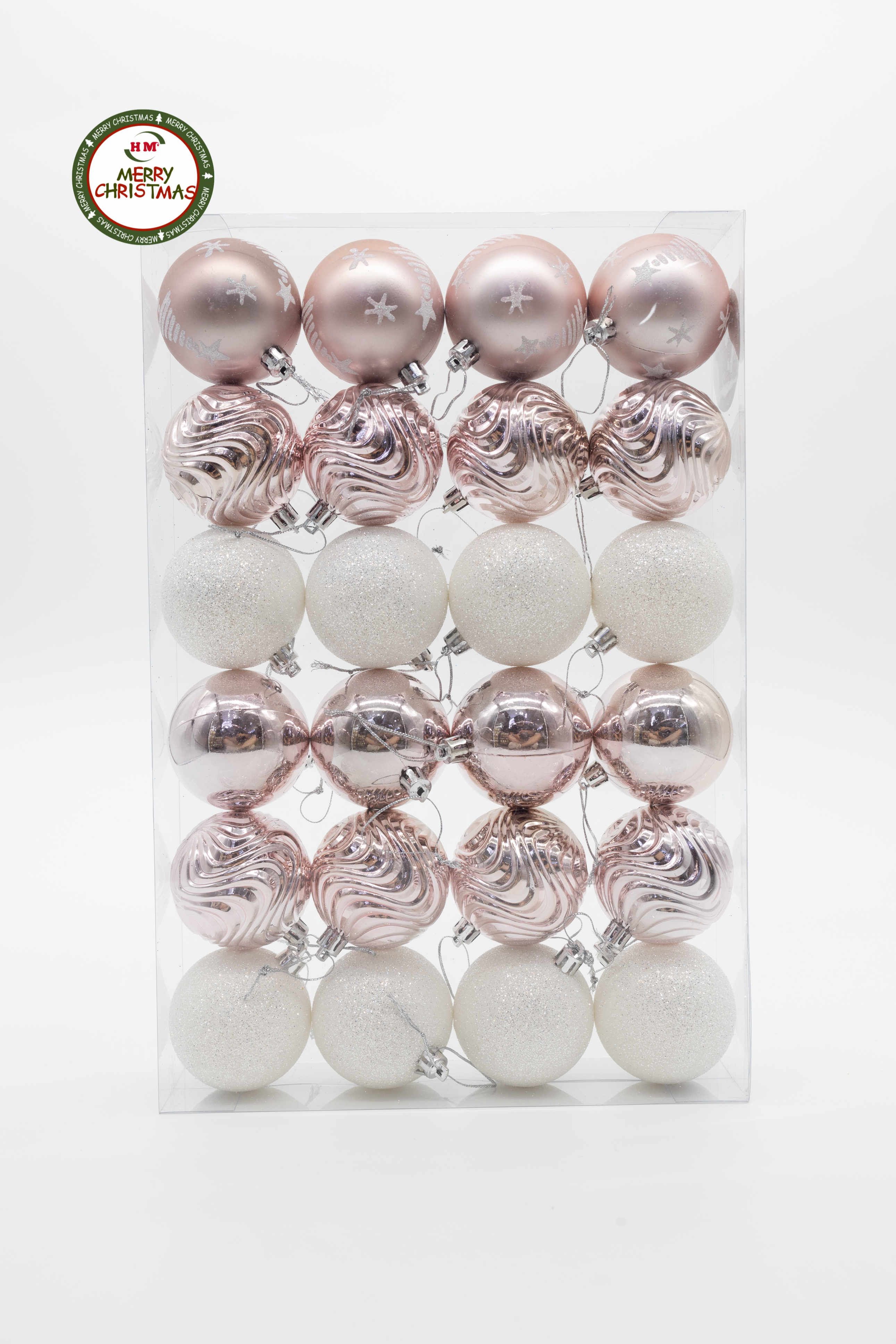 圣诞节装饰品圣诞球彩球新款厂家直销电镀光球哑光球粉球彩绘组合详情图2