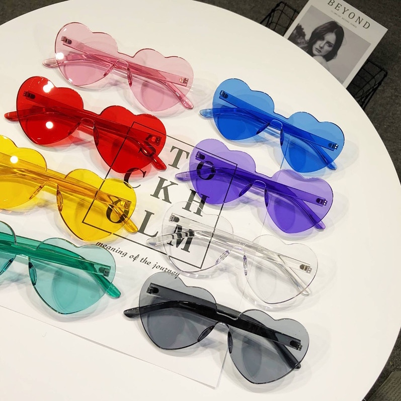 Ocean slice sunglasses with heart-shaped rimless sunglasses thumbnail