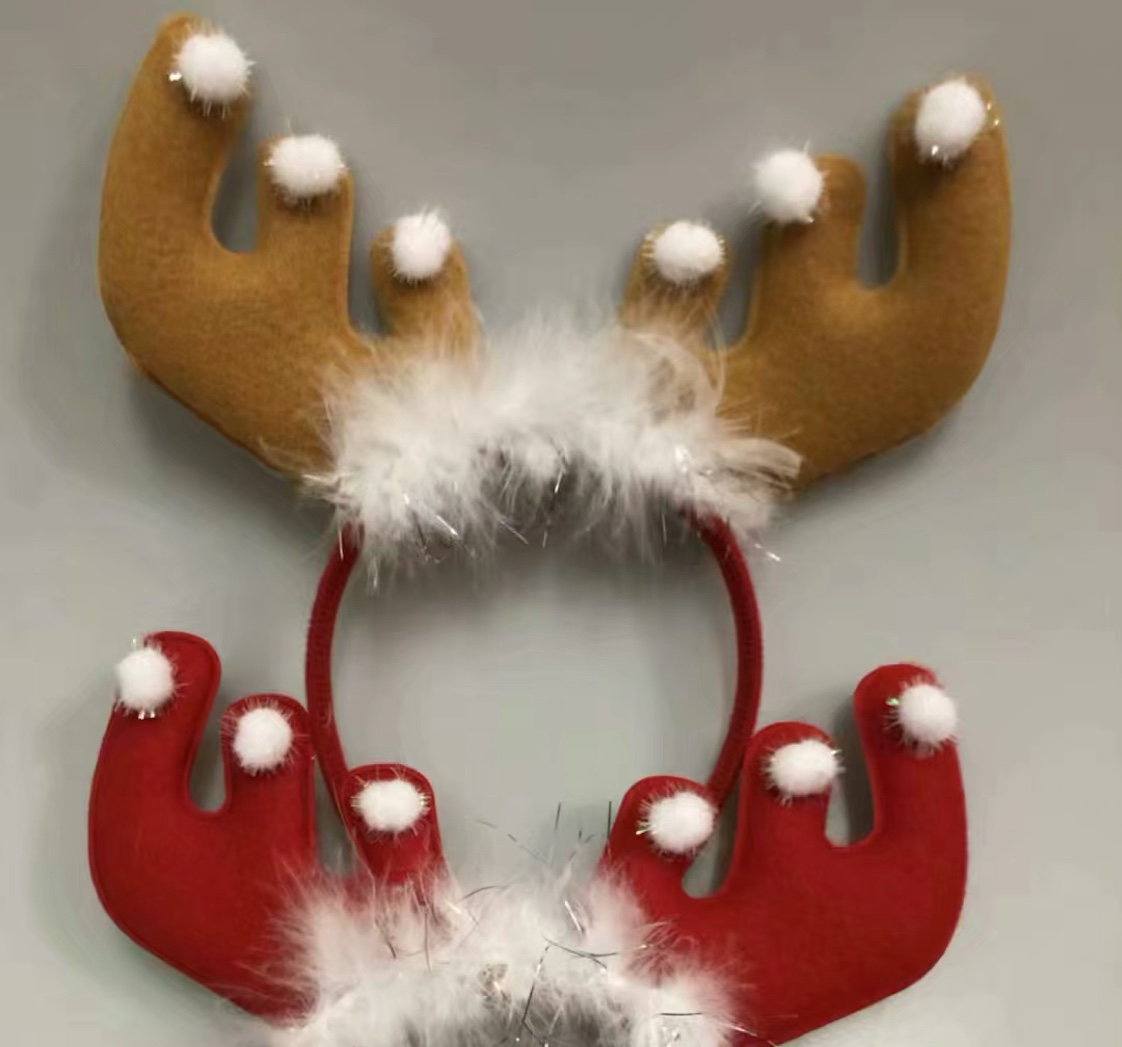 Christmas antler head buckle, brushed white hair antler Christmas hair ornament thumbnail