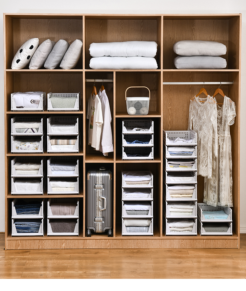 加厚矮款尺寸32.7*43*14现货批发抽屉式衣柜隔板衣物家用架神器大号收纳盒箱衣服收纳分层详情3