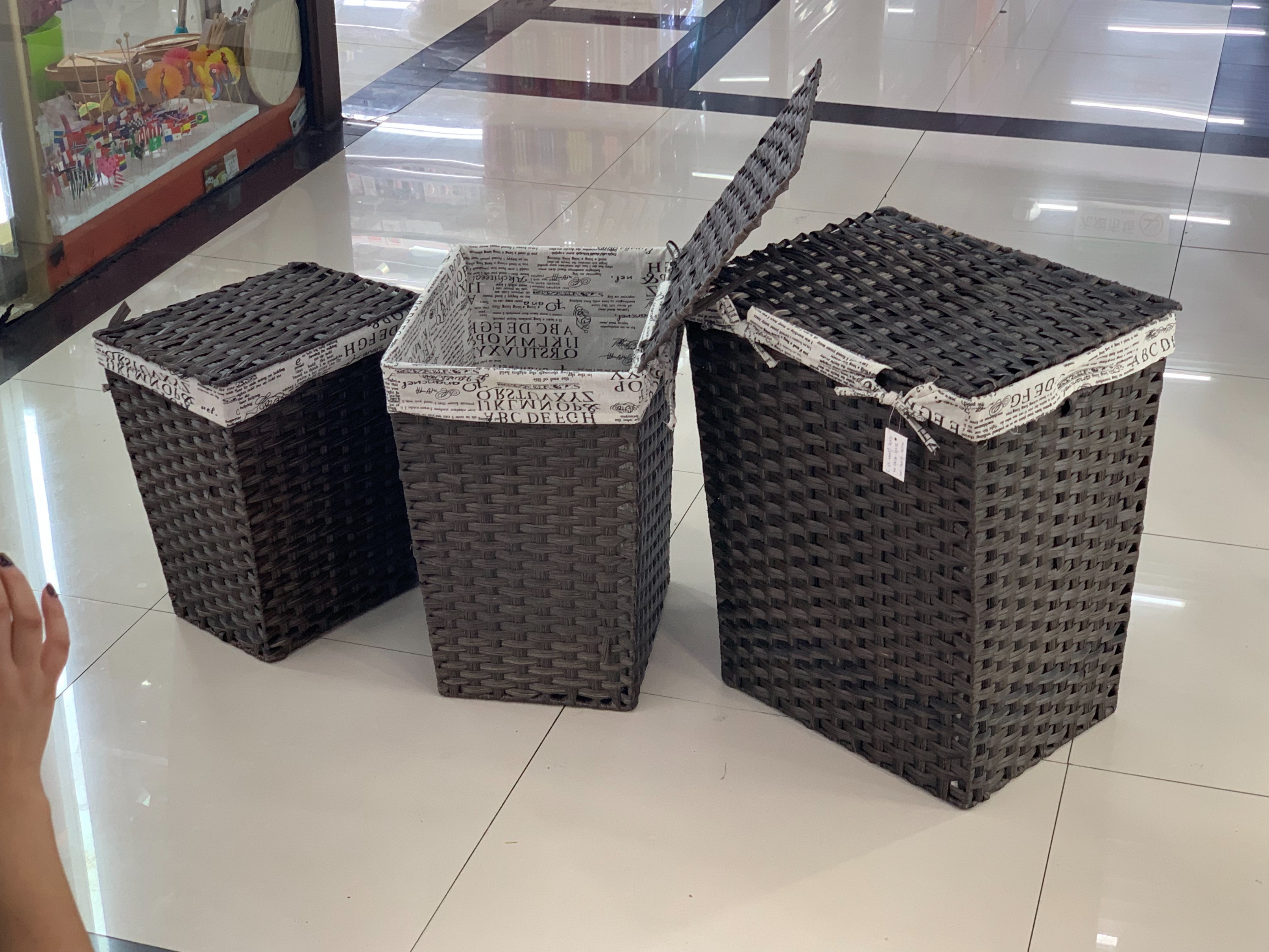 Dirty clothes basket three-piece storage bag Storage box Hand-woven basket undefined