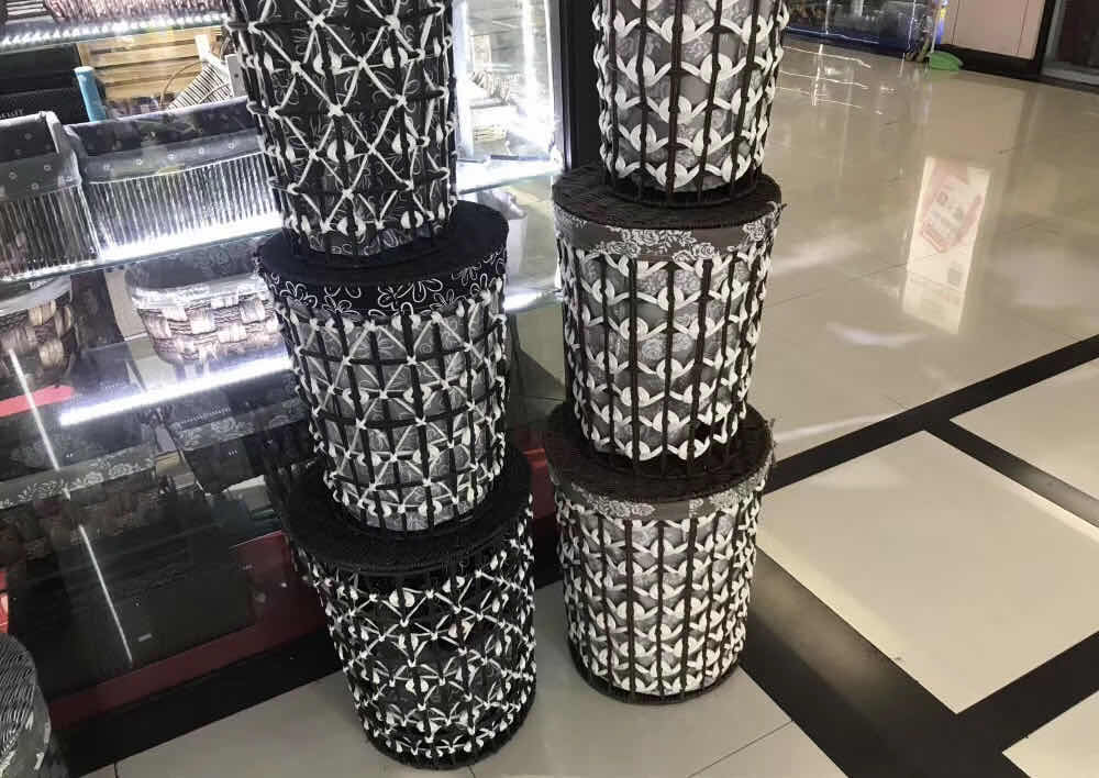 Dirty clothes basket three-piece storage bag Storage box Hand-woven basket Specification drawing