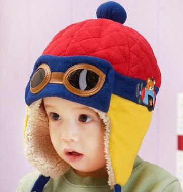 新款儿童加绒护耳帽眼镜飞行帽雷峰帽 护耳帽 批发 儿童冬帽