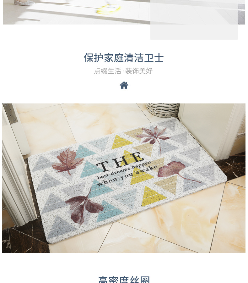 INS北欧风PVC丝圈地垫脚垫清新简约进门入户防滑门垫家用卧室地毯详情图12