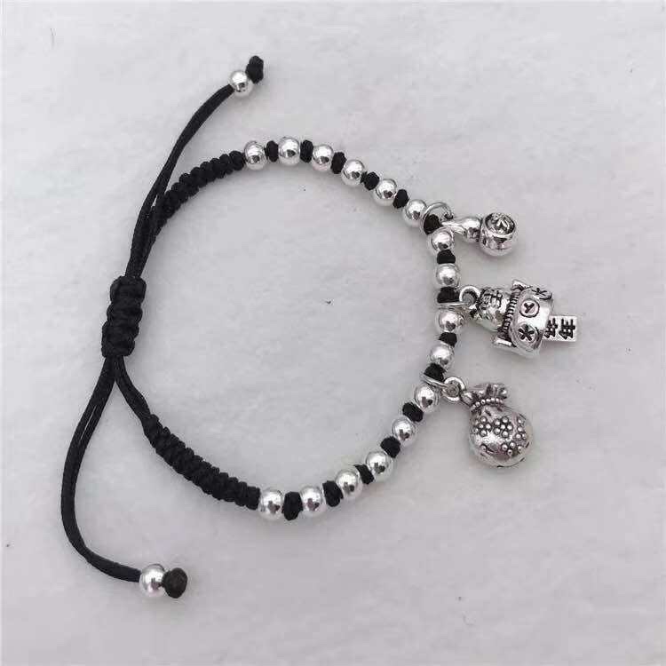 Hidden silver hand. Anklets, lucky cat thumbnail
