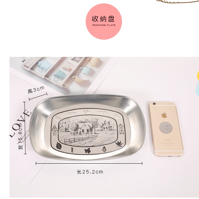 马口铁长方圆边小盘子瓜子盘糖果点心铁盘产品图