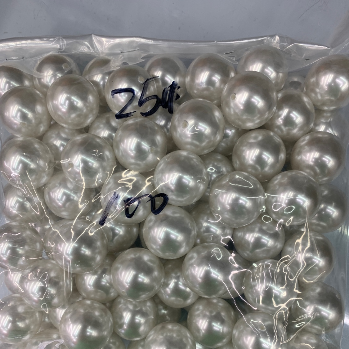 25半孔白色珍珠散珠串珠饰品配件服装辅料