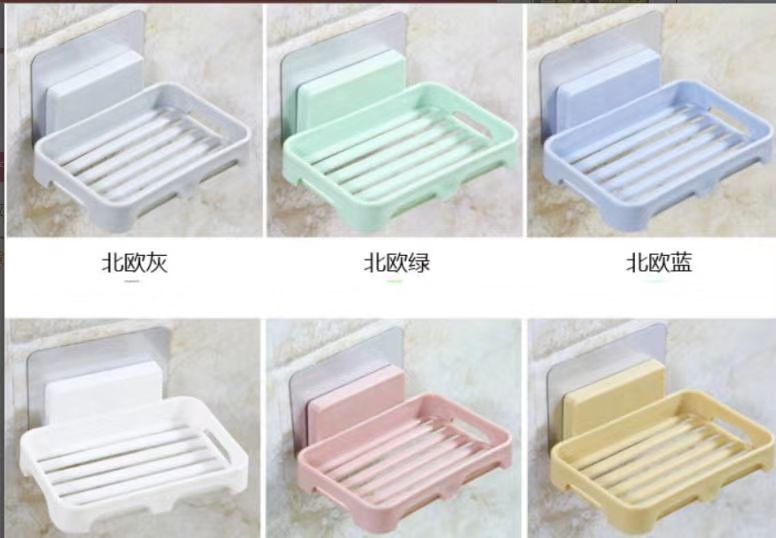 免打孔肥皂盒卫生间沥水创意壁挂香皂架浴室置物架吸盘双层肥皂架无痕香皂盒多色香皂盒酒店宾馆香皂盒