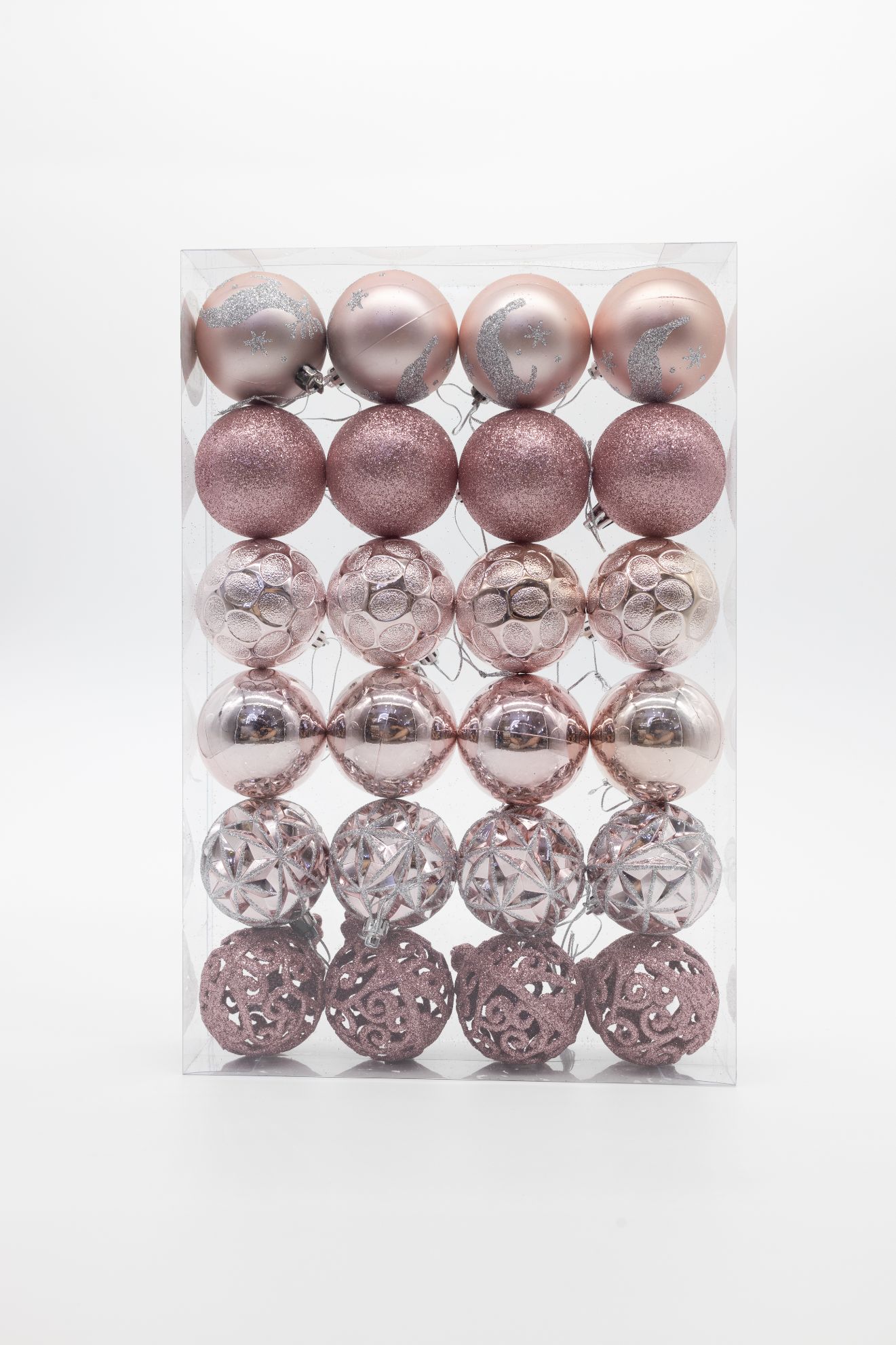 圣诞节装饰品圣诞球彩球新款厂家直销电镀光球哑光球粉球彩绘组合