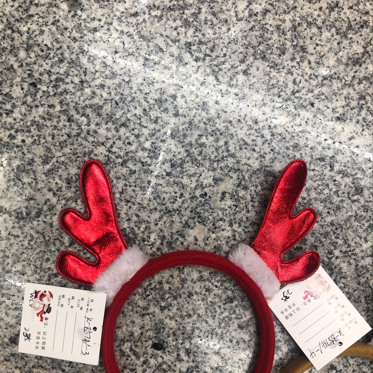 Christmas antler headband red and gold Specification drawing
