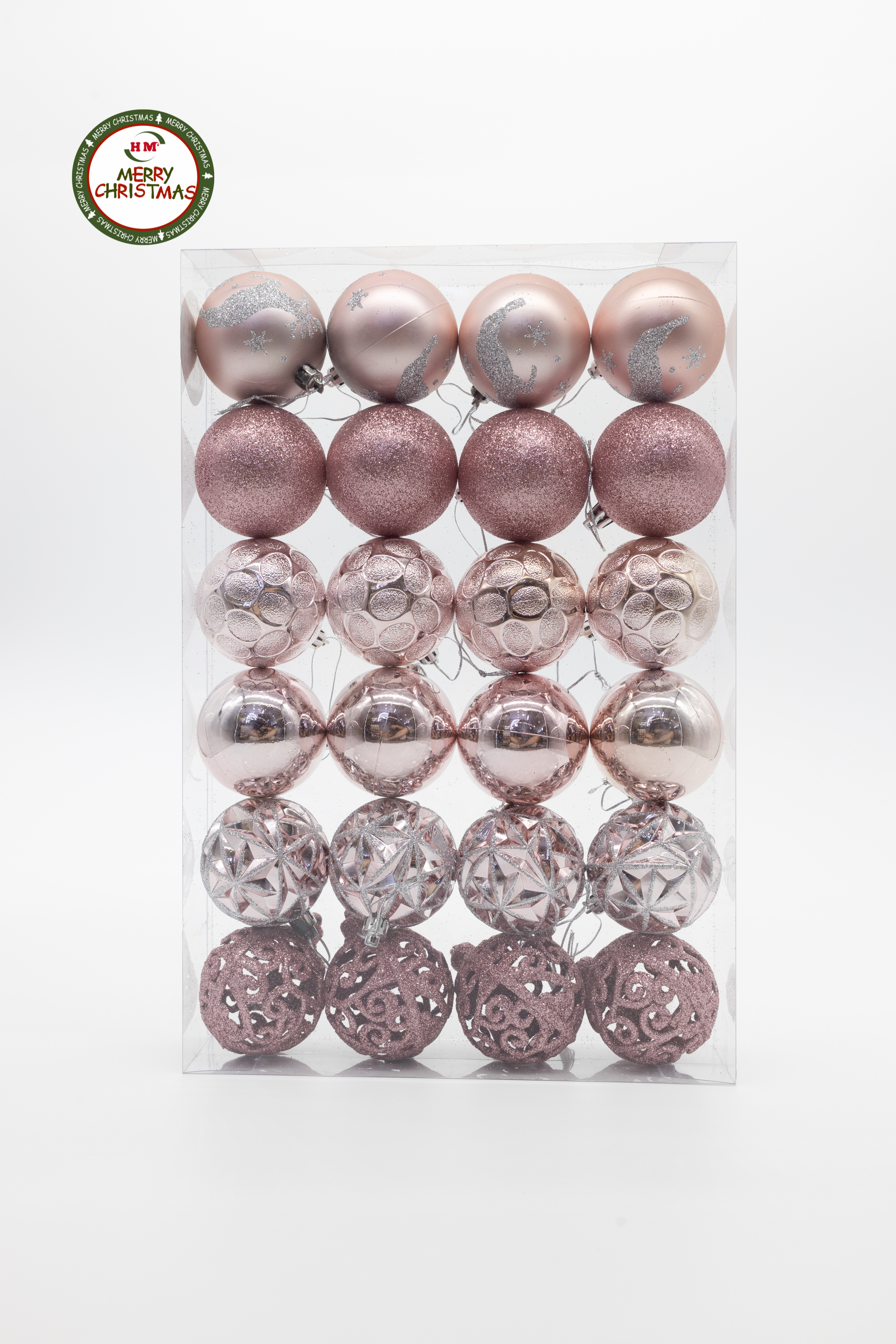 圣诞节装饰品圣诞球彩球新款厂家直销电镀光球哑光球粉球彩绘组合详情图1