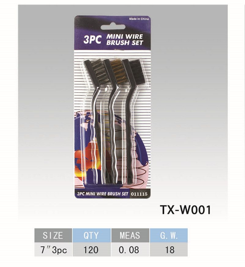 Wire brush child 7" 3PC wire brush combination installed wire brush hot wire brush high-grade wire brush
