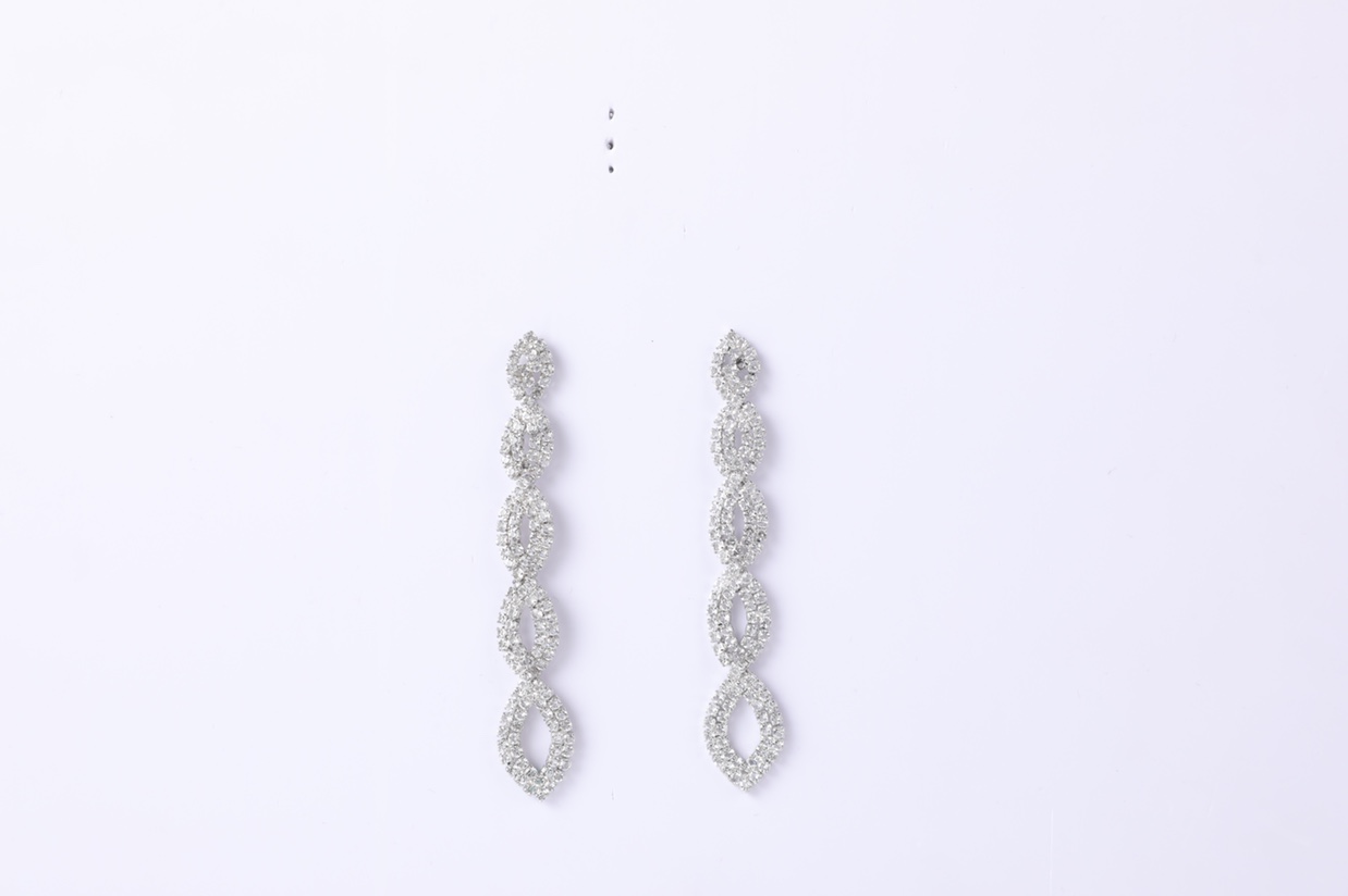 Korean style earrings, long braids, grand wedding, exaggerated twist, full diamonds, starry sky, Billon -56