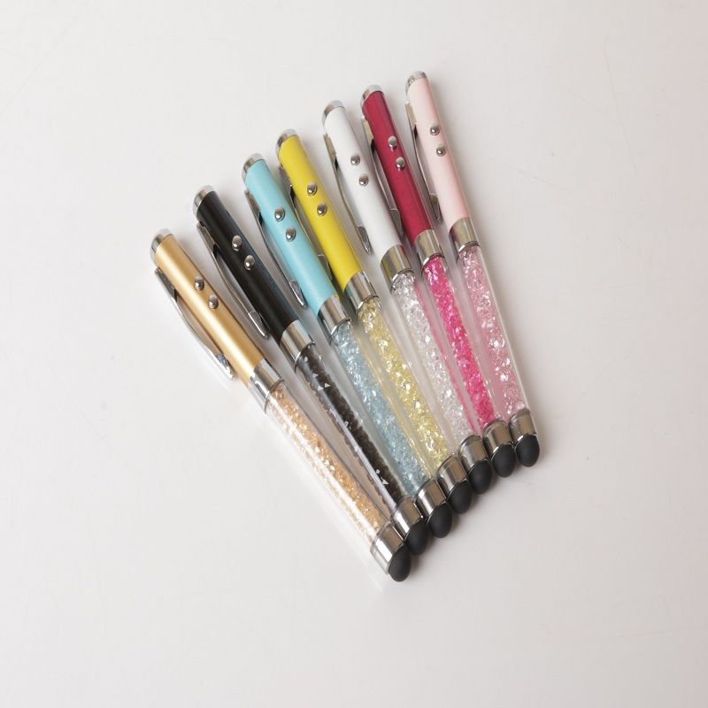 Diamond cutter two-color laser pointer metal ballpoint pen rhinestone metal ballpoint pen oil pen advertising pen