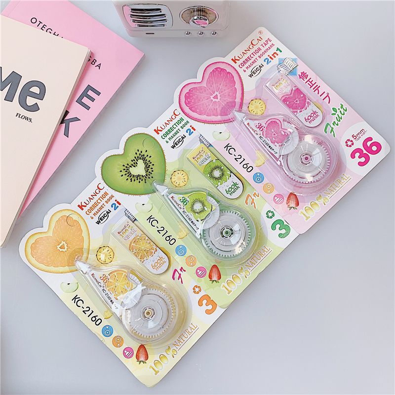 Crazy Color Correction Tape KC-2160 Correction tape Magnetic Bookmark Set Correction Tape Correction Tape Correction fluid Fruit pattern detail image 1