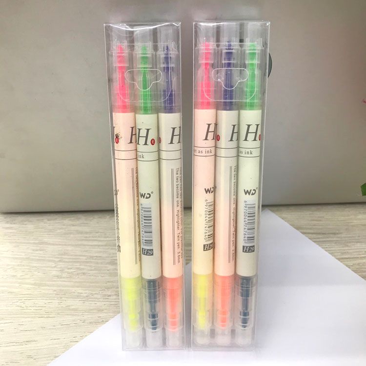 Students use pens to mark the key slanting head and round head packaging design in N colors