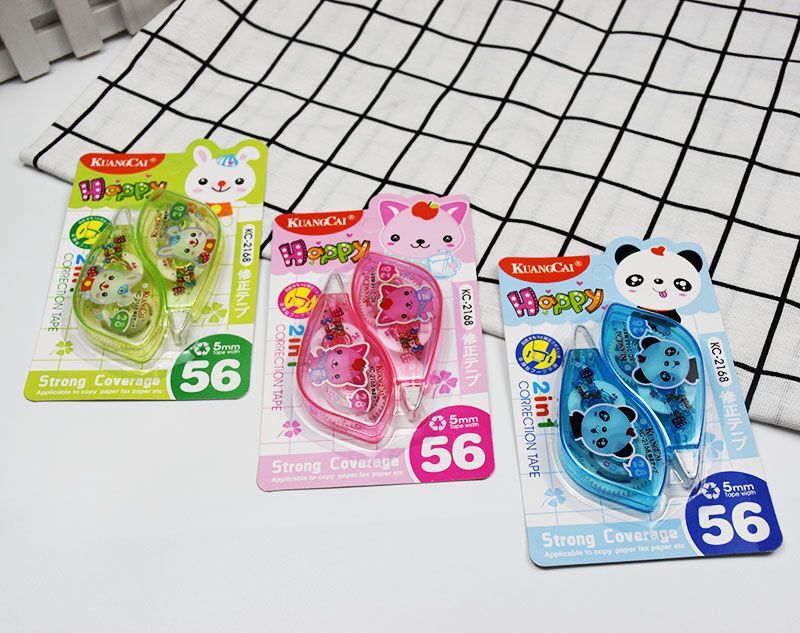 Kuangcai KC-2168 cartoon style office public funds correction tape, correction tape, 2 sets of decoration formal tape, factory stationery wholesale