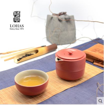 台湾纯手工红点旋纹携行装-富贵红高档茶具
