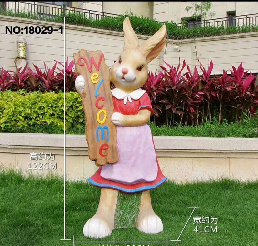 可爱的兔子🐰，举欢迎光临牌子，招呼客人兔子，摆饰树脂工艺品，批发价格