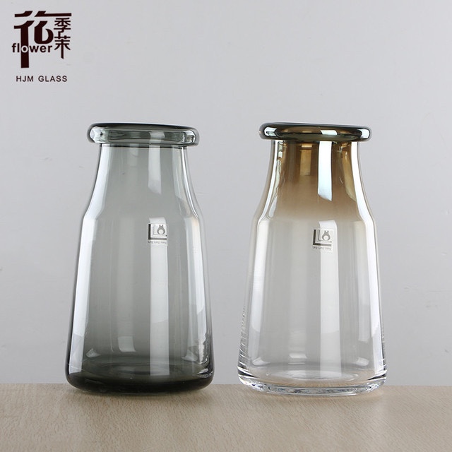 Nordic simple manual edge gradient transparent glass vase home decoration furniture living room table creative flower arrangement manufacturers direct wholesale thumbnail