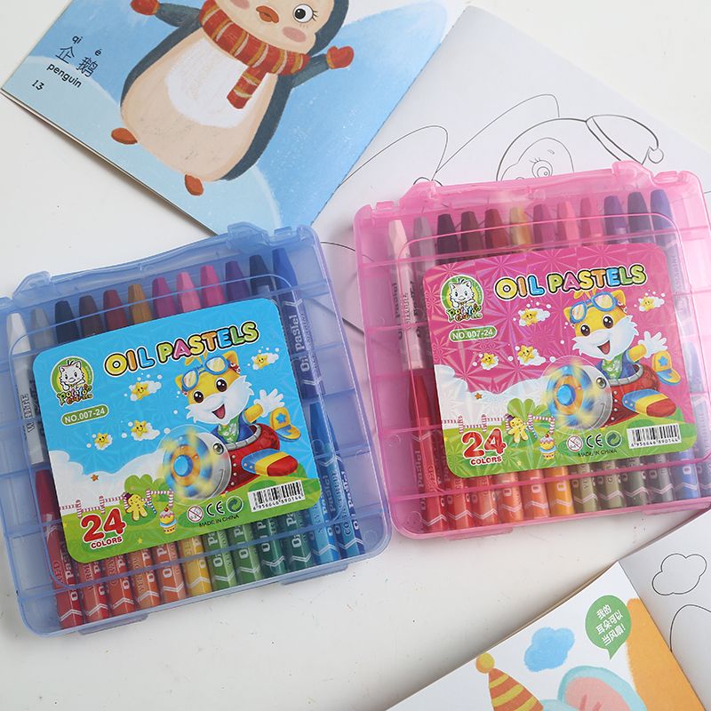 Children oil painting stick 24 color set student gift stationery crayon factory direct selling safety and environmental protection customization thumbnail