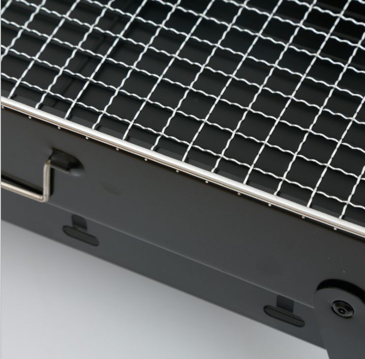 Large portable black steel barbecue grill, folding barbecue rack, outdoor household portable charcoal grill detail image 3