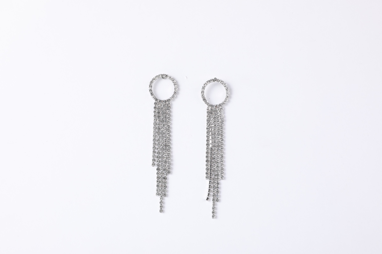 Korean-style earrings, earrings, claw chains, tassels, and full diamonds, super dazzling and stylish, Bilion-01 Specification image