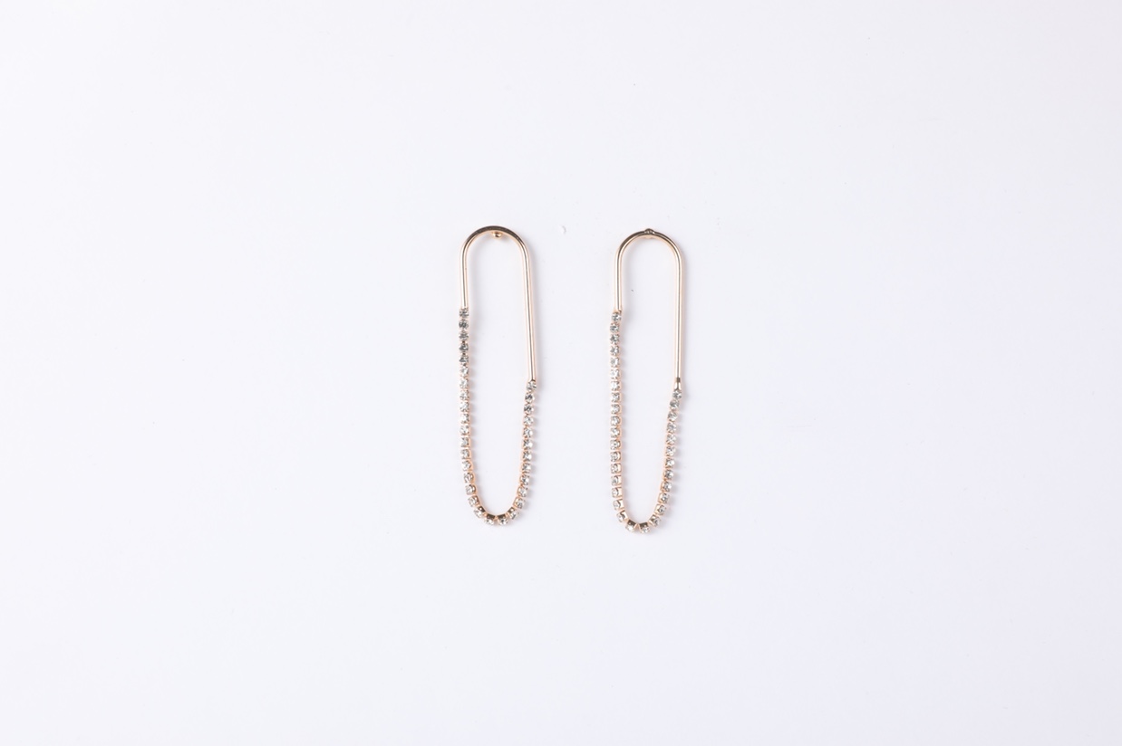 Korean style earrings, full diamond jewelry, claw chain, simple paperclip, Billon -32 Specification image