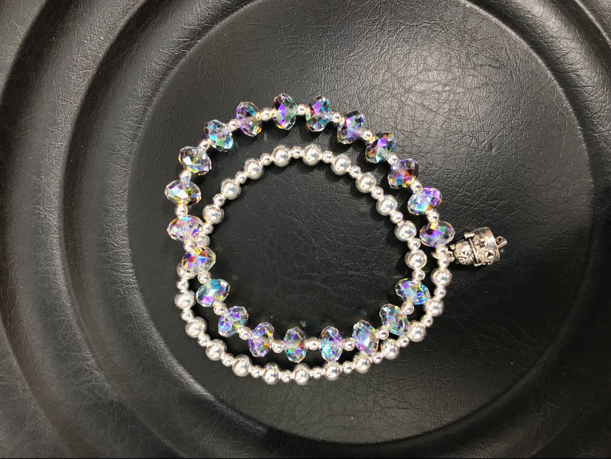 Fortune Cat crystal sterling silver bracelet thumbnail