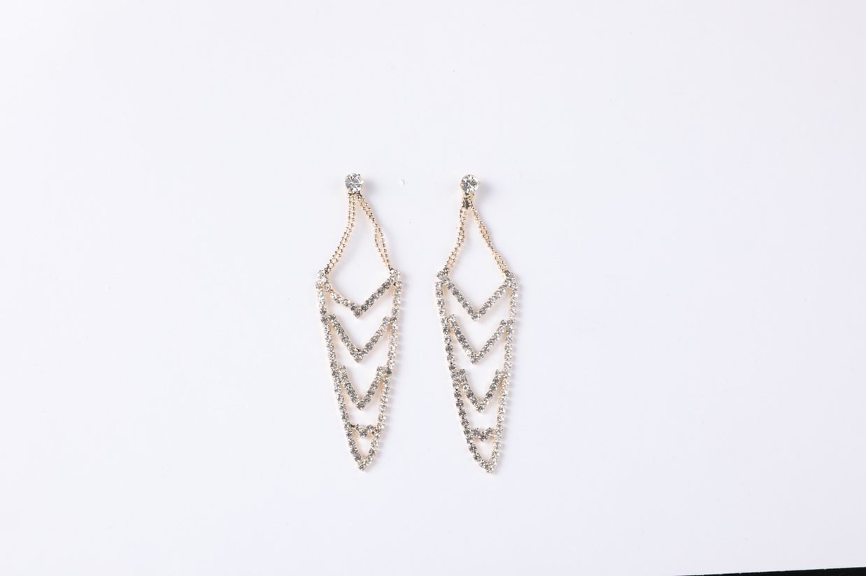 Korean version Korean-style jewelry earrings, chain, claw chain, full diamonds, super dazzling, Billon -37 Specification image