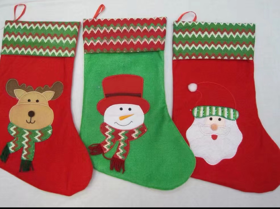 Embroidered Christmas stockings stick cloth embroidered Christmas socks Christmas gift socks decoration thumbnail