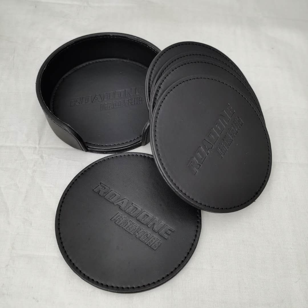 圆形PU办公室杯垫 餐厅杯托 会议室创意杯垫