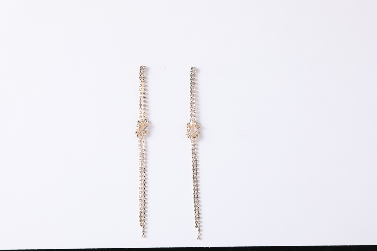 Korean version earrings and earrings, long, full diamonds, starry sky, super sparkling party bride accessories, Billon -43 Specification image