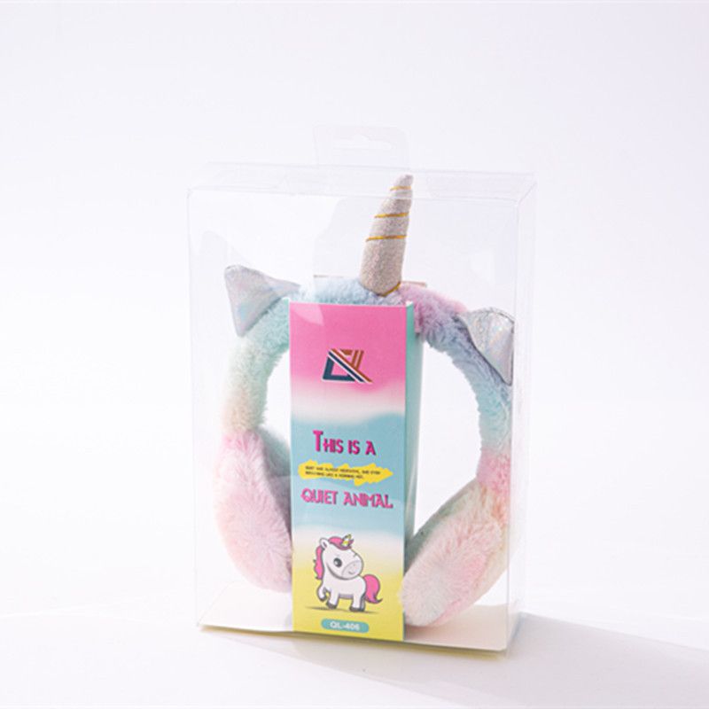 Ya Kirin fashion colorful plush warm music Cute cartoon unicorn headsets wire-controlled headphones thumbnail