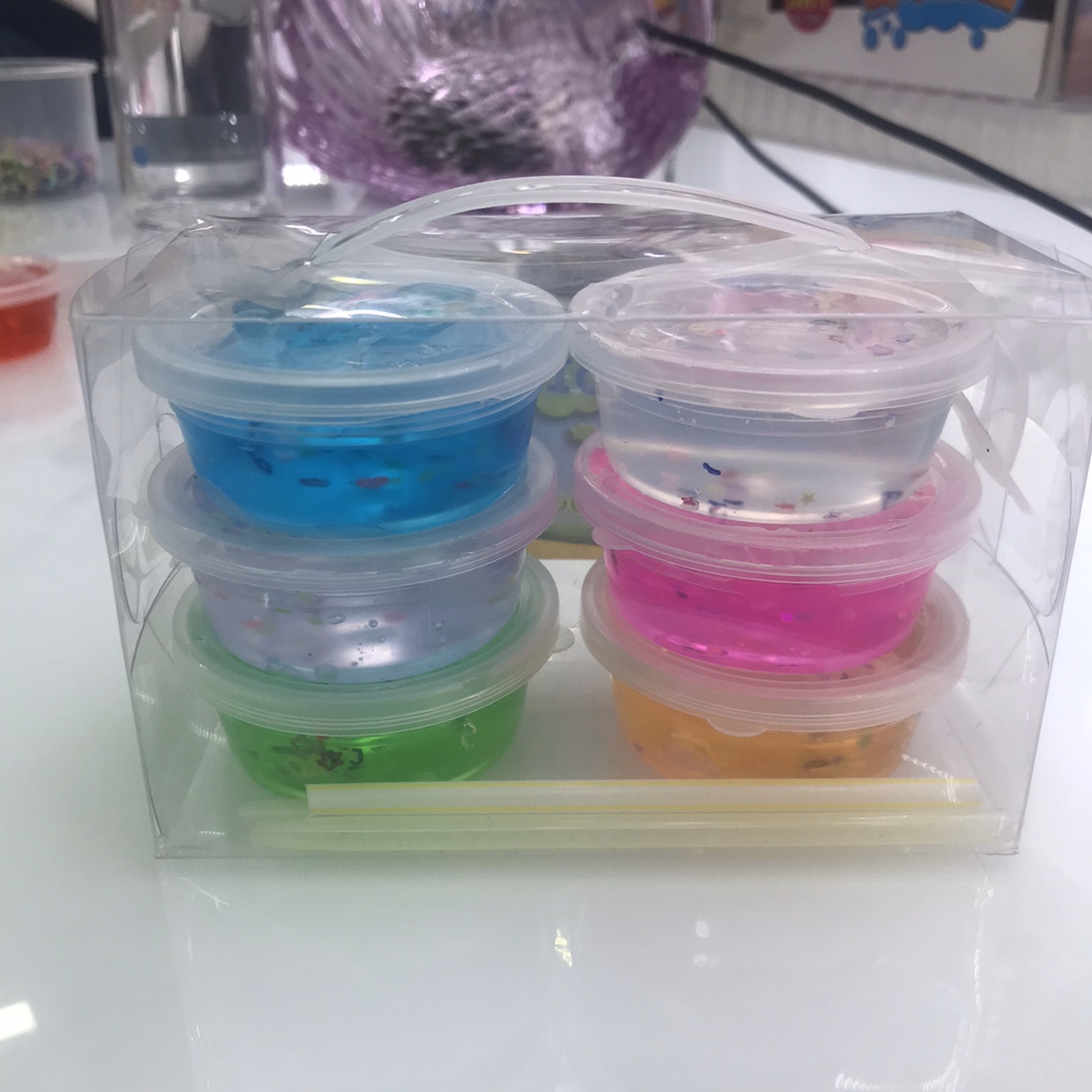 PVC box with 6 color sequins to safely decompress toy Slime crystal slime thumbnail