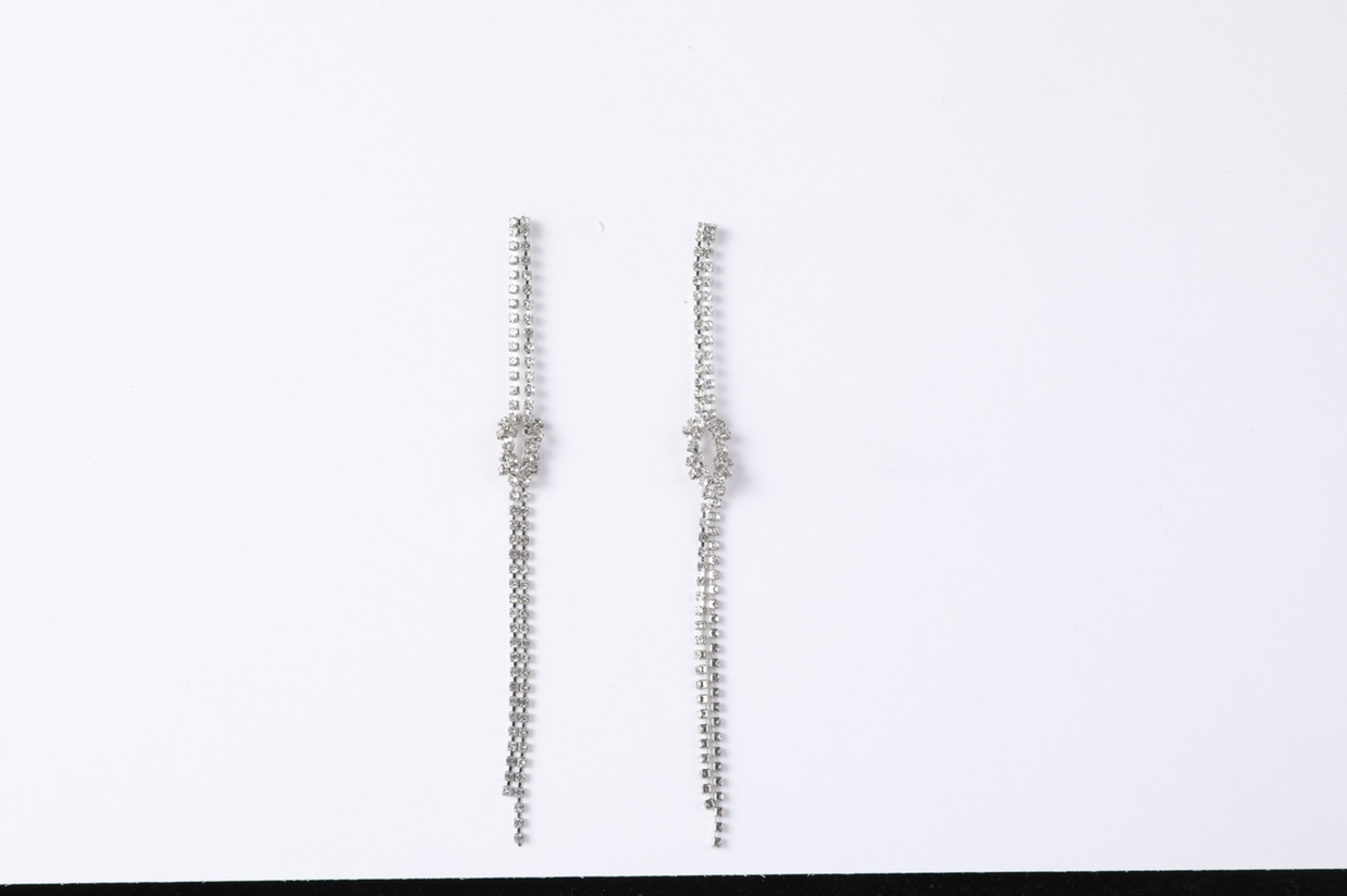Korean version earrings and earrings, long, full diamonds, starry sky, super sparkling party bride accessories, Billon -43 details Picture