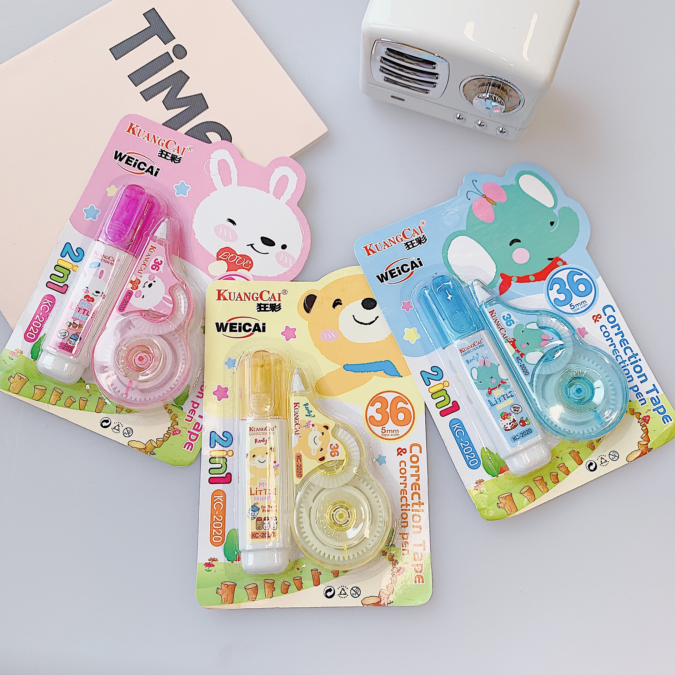 Kuangcai Correction Tape 2020 Correction Fluid + Correction Tape Set Cartoon Correction Fluid + Correction Tape 36 Large Capacity detail image 1