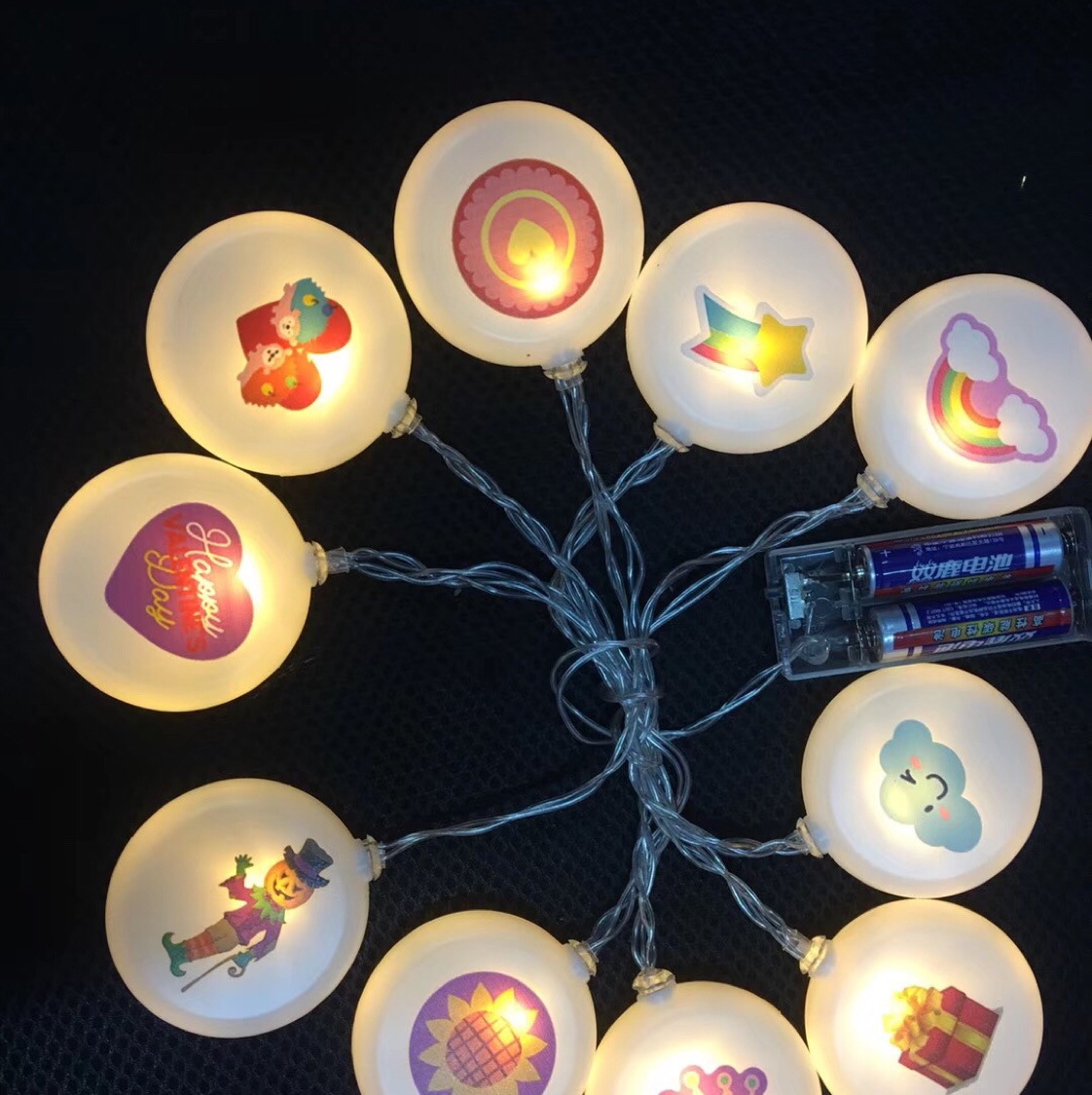 led round mixed light, small color light, flashing light string, children's tent, girlish heart, romantic room decoration, birthday arrangement, battery model 11 details Picture