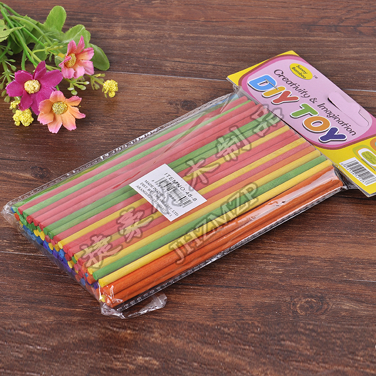 Yiwu quality goods, exquisite colored round wooden sticks, high-quality round wooden sticks, counting sticks, wooden sticks, educational wooden strips, wooden sticks detail image 1
